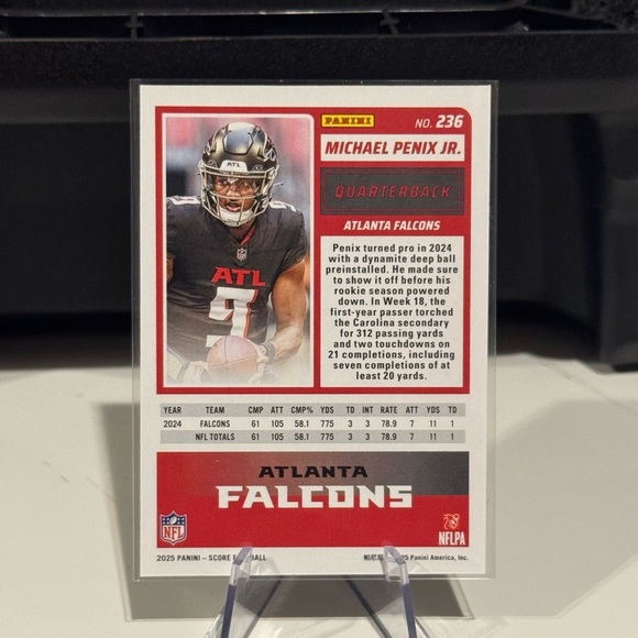 🔥 2025 Panini Score Michael Penix Jr. Card. Atlanta Falcons - Picture 2 of 2